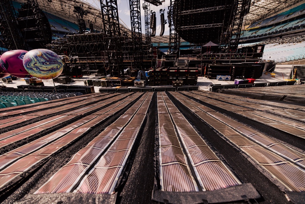 Printed Solar installed at a stadium venue on Coldplay&rsquo;s world tour