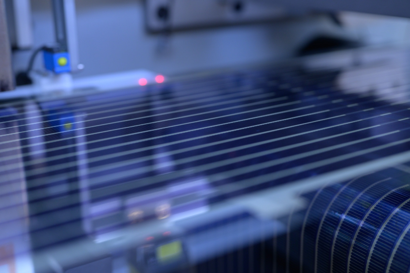 Freshly printed cells on the moving web